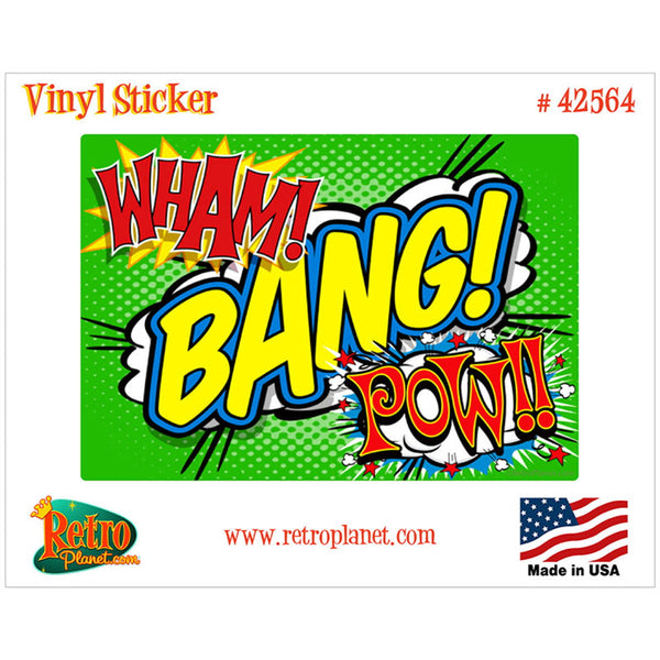 Wham Bang Pow Comic Sounds Green Vinyl Sticker