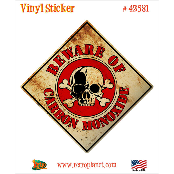 Beware Carbon Monoxide Skull Vinyl Sticker
