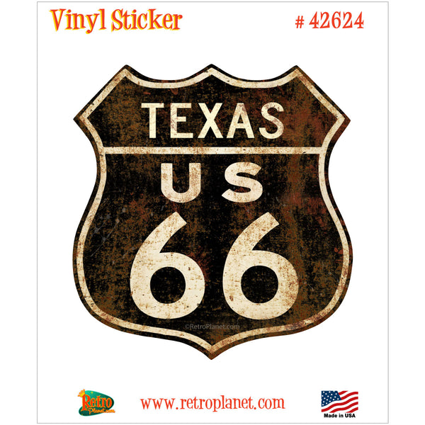 Route 66 Texas Distressed Vinyl Sticker