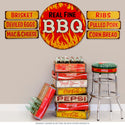 Real Fine BBQ Flames Round Metal Kitchen Sign Large