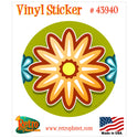 Mod Flower Rust 70s Style Vinyl Sticker