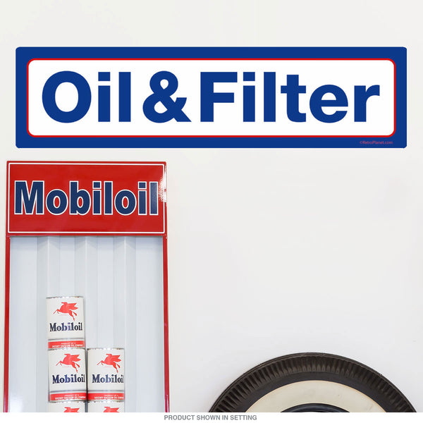 Oil and Filter Mobil Inspired Blue Wall Decal