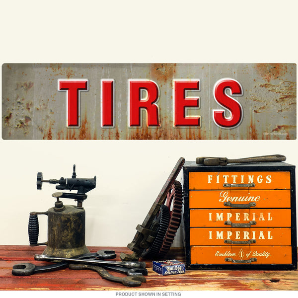 Tires Car Service Rusted Look Wall Decal