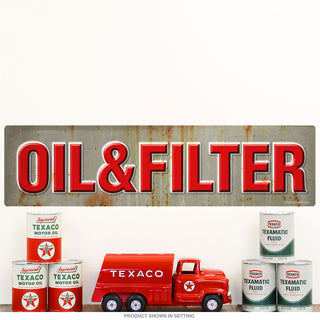 Oil and Filter Service Rusted Look Wall Decal