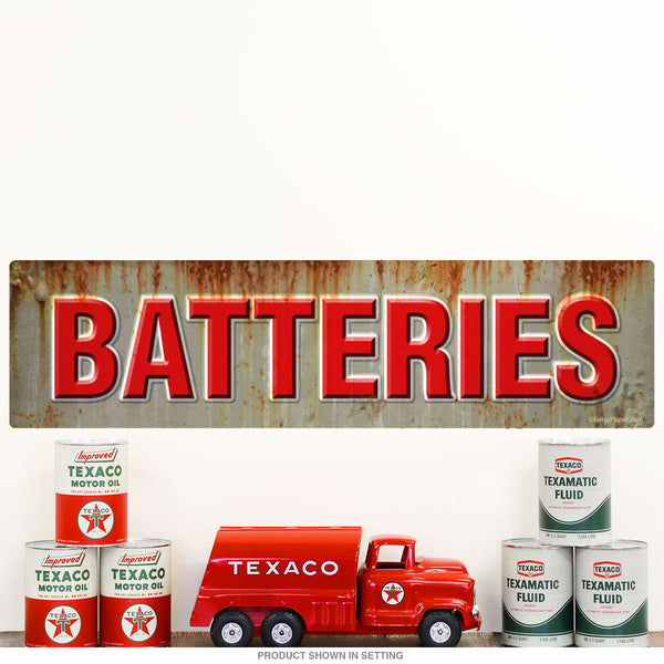 Batteries Car Service Rusted Look Wall Decal