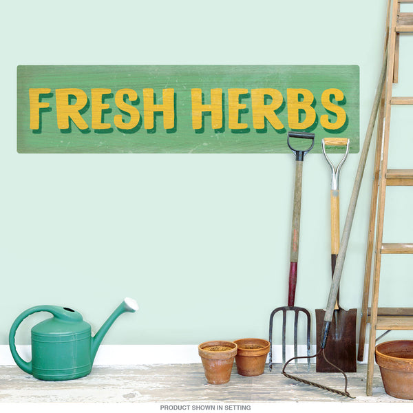 Fresh Herbs Farm Stand Green Label Wall Decal