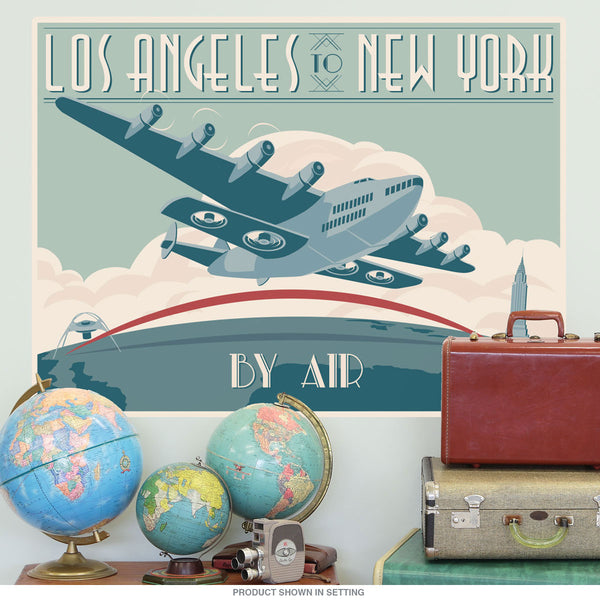 Los Angeles to New York By Air Wall Decal