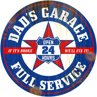 Dads Garage Wall Decal Rusted Blue Red