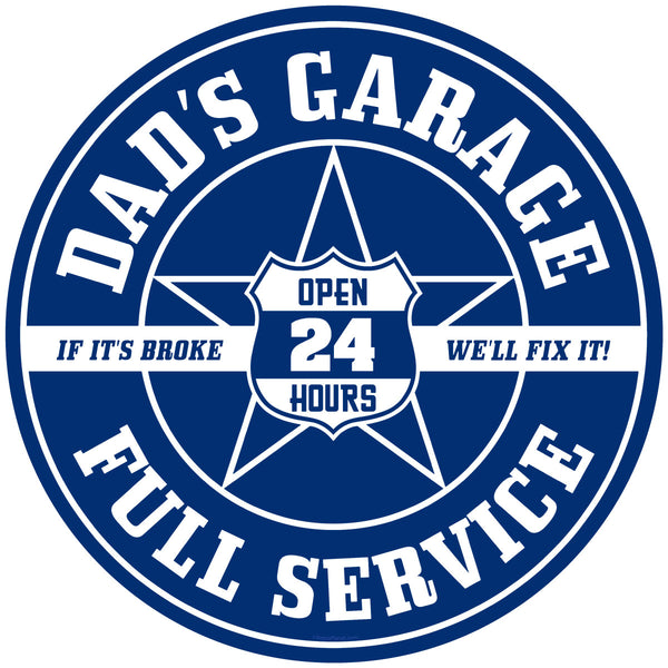 Dads Garage Service Wall Decal Blue