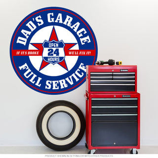 Dads Garage Service Wall Decal Blue Red