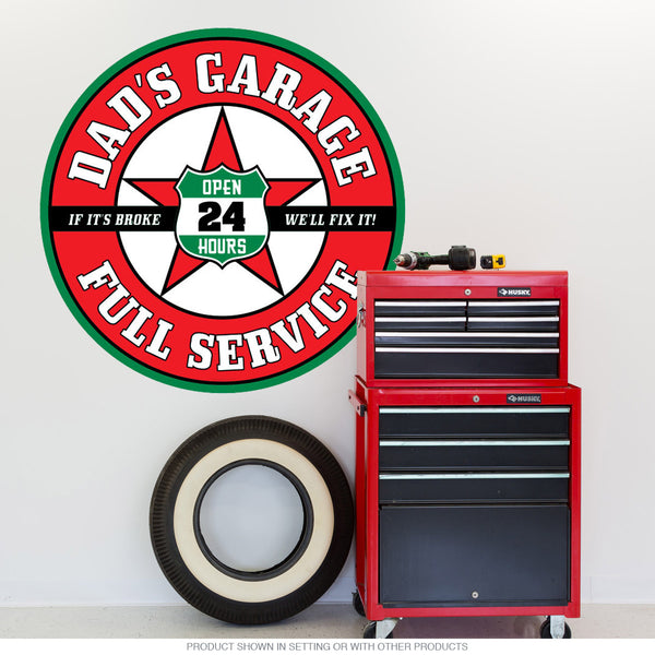 Dads Garage Service Wall Decal Red