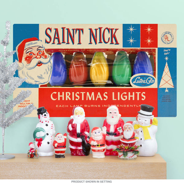 Saint Nick Christmas Lights Wall Decal