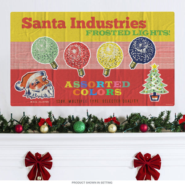 Santa Frosted Christmas Lights Wall Decal