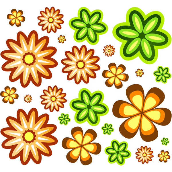 Mod Flowers 60s 70s Decals Large Set of 58