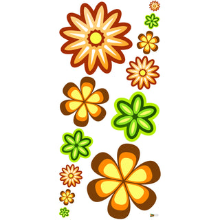 Mod Flowers 70s Style Wall Decal Set of 12 Large