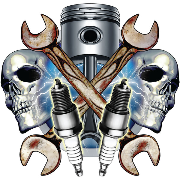 Mechanic Skulls Car Tools Wall Decal