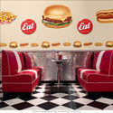 Burgers Fries Hot Dogs Wall Decals Set of 12 Large