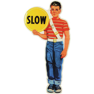 Slow Crossing Guard Boy Cut Out Wall Decal