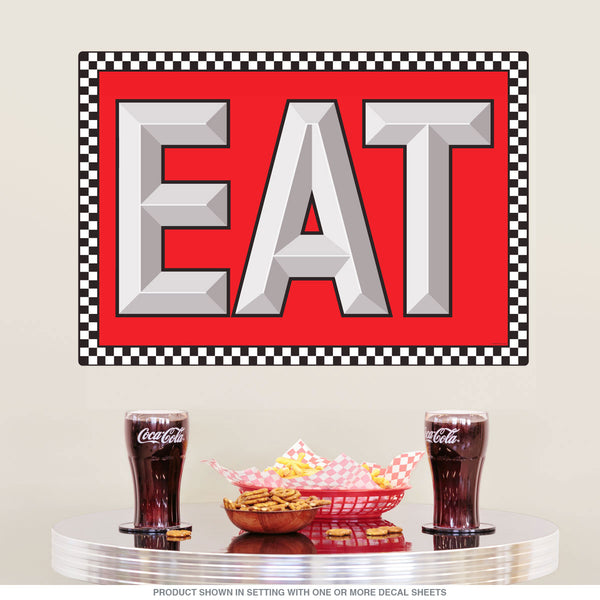 Eat Checkered Border Diner Wall Decal
