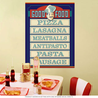 Good Food Italian Chef Menu Wall Decal