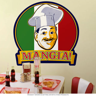 Mangia Italian Chef Flag Wall Decal