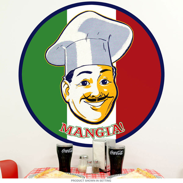 Mangia Italian Chef Eat Flag Wall Decal
