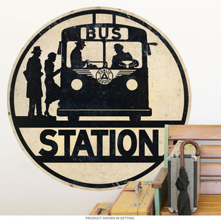 Bus Station Boarding Silhouette Wall Decal