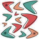 Atomic Boomerangs 50s Style Wall Decals Set of 12 Large