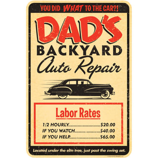 Dads Backyard Auto Repair Rates Wall Decal