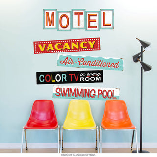 Motel Advertisement Wall Decal Set of Five