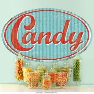Candy Blue Oval Fluted Style Wall Decal