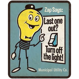 Zap Says Turn Off the Light PSA Wall Decal