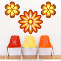 Mod Flower 70s Style Cutout Wall Decal Orange