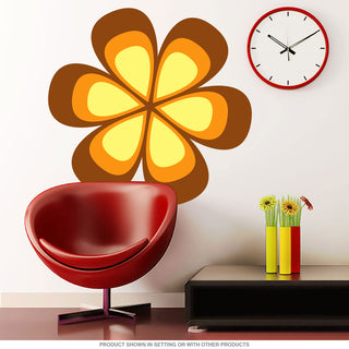 Mod Flower 70s Style Cutout Wall Decal Brown
