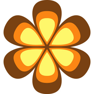 Mod Flower 70s Style Cutout Wall Decal Brown