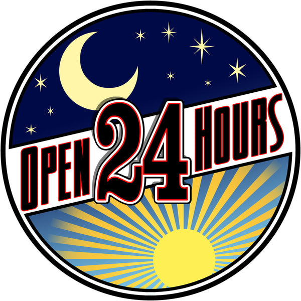 Open 24 Hours Sun and Moon Floor Graphic