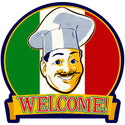 Welcome Italian Chef Flag Floor Graphic
