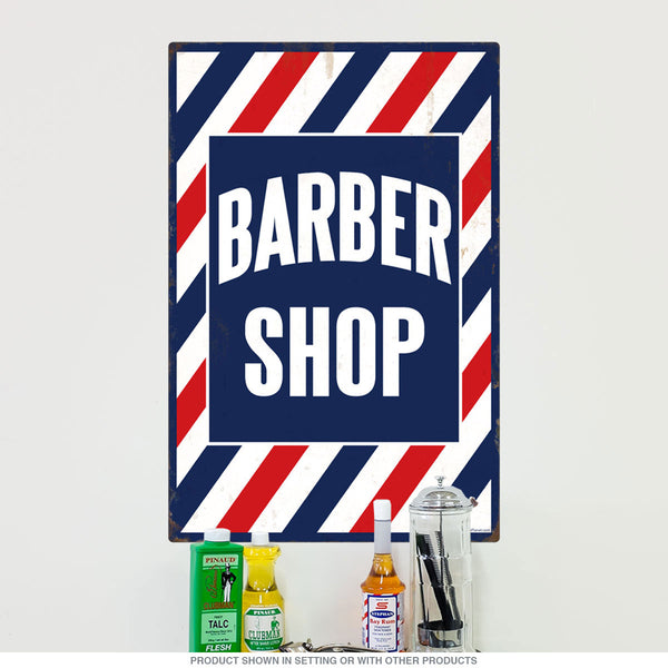Barber Shop Stripes Distressed Wall Decal