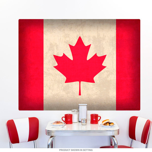 Canadian National Flag Distressed Wall Decal