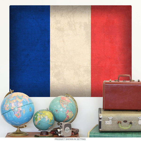 French National Flag Distressed Wall Decal