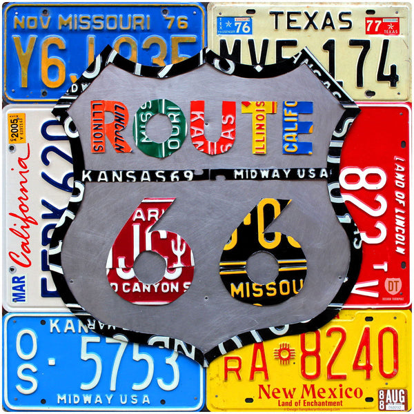 Route 66 Shield License Plate Style Wall Decal