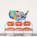 USA 48 Map Cutout License Plate Style Wall Decal