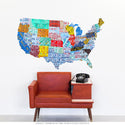USA 48 Map Cutout License Plate Style Wall Decal