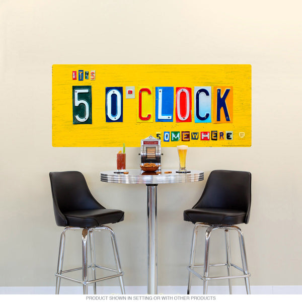 5 O Clock License Plate Style Wall Decal