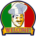 Welcome Italian Chef Flag Wall Decal