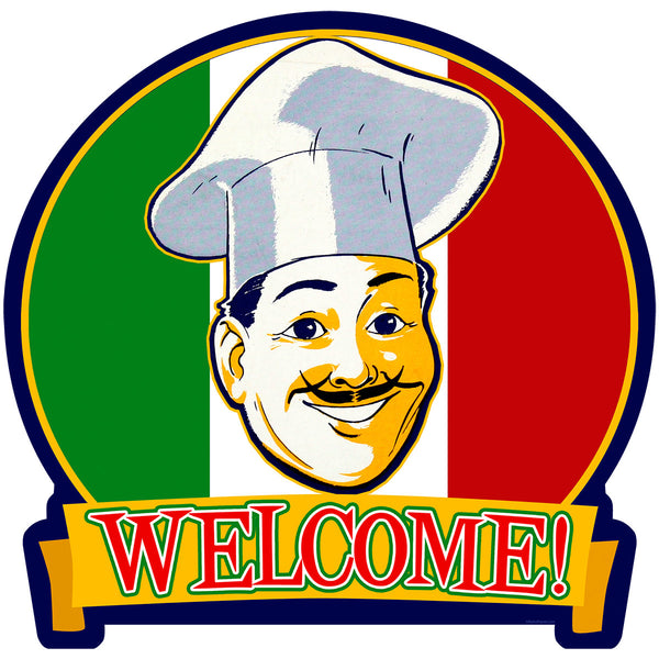 Welcome Italian Chef Flag Wall Decal
