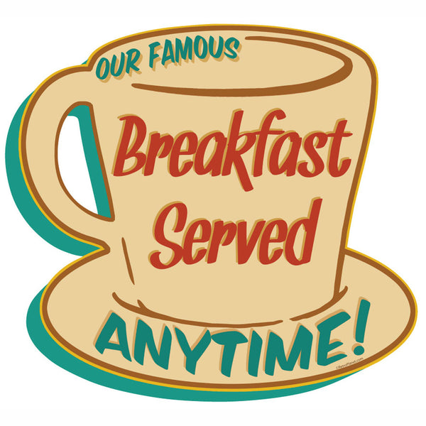 Breakfast Anytime Coffee Cup Diner Wall Decal