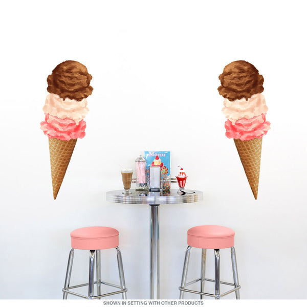 Neapolitan Ice Cream Cone Parlor Wall Decal
