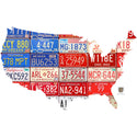USA Flag Cutout License Plate Style Wall Decal