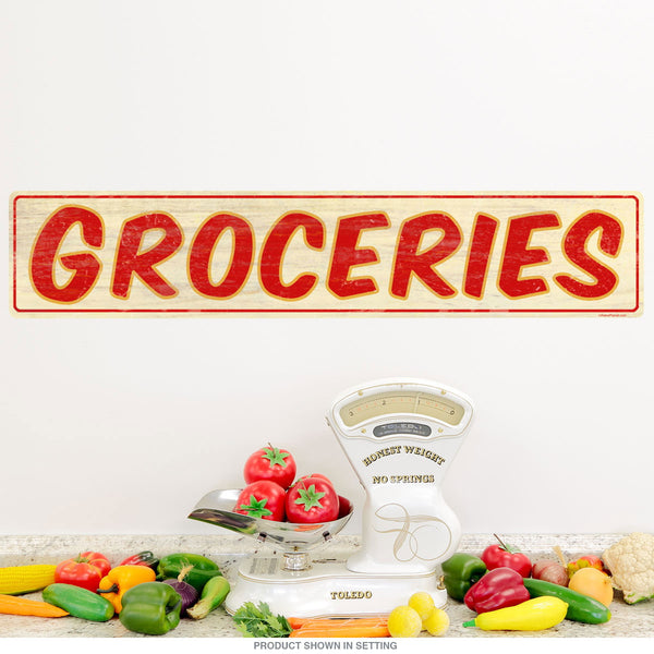 Groceries Store Wall Decal Red Wood-Look